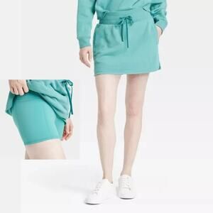 JoyLab Women's French Terry High-Rise Skort Green Size XS